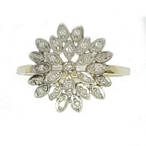 1 stk. Renoveret Diamant Blomsterring i 18 Karat guld 21 diamanter str. 53