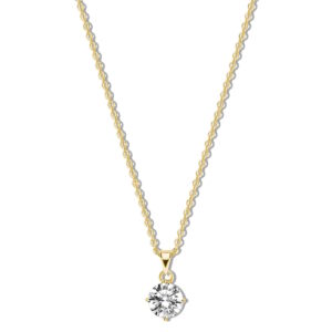 Solitaire halskæde 40+5cm i forgyldt sølv med 5mm zirkonia