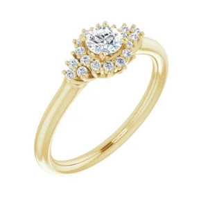 Super smuk forlovelsesring 0.37ct. i guld med 0.25ct. LG brillant centersten + 18 stk. små LG Diamanter