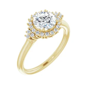 Super smuk forlovelsesring 1.2ct. i guld med 1.0ct. LG brillant centersten + 24 stk. små LG Diamanter