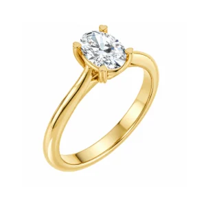 Solitaire ring 7x5mm oval sat med 4 hjerteprongs LG FG VS Diamant