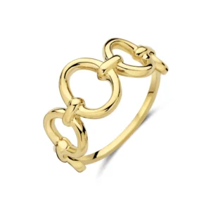 Ring med cirkler i moderne design. 14 Karat Guld.