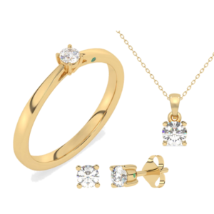Solitaire Smykkesæt med 0.10 ct. LG Diamanter i guld