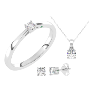 Solitaire Smykkesæt med 0.10 ct. LG Diamanter i hvidguld
